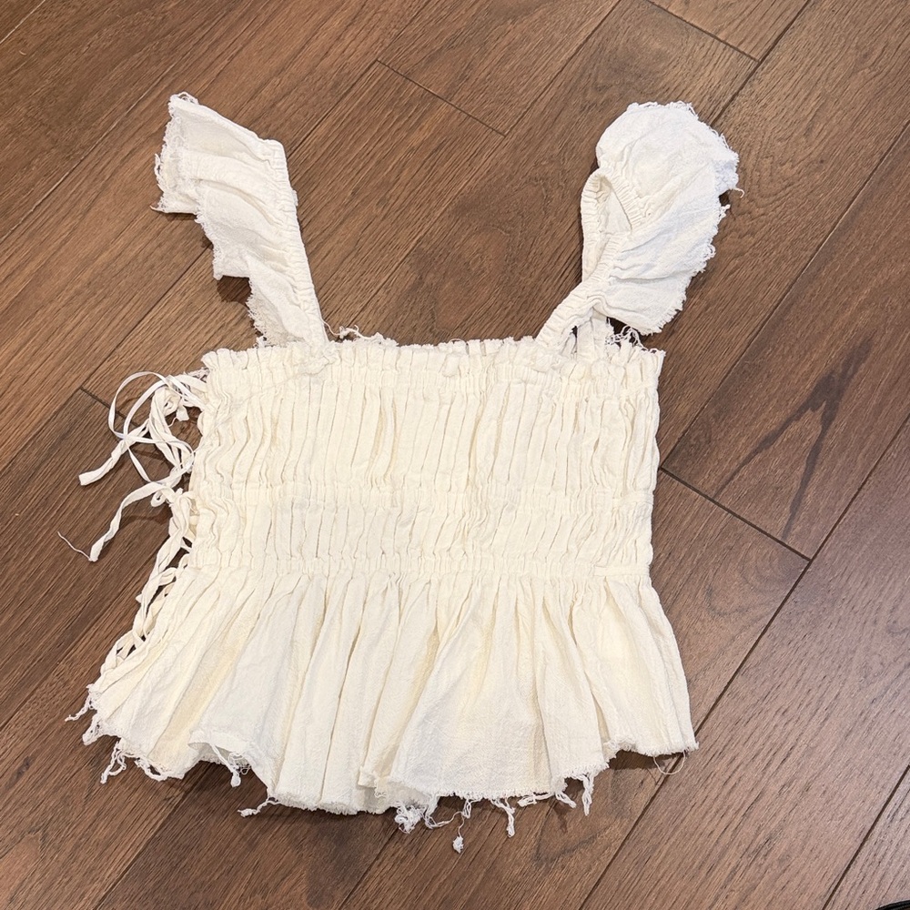 Lucca Off White Smocked Women's Top Small - C27-044